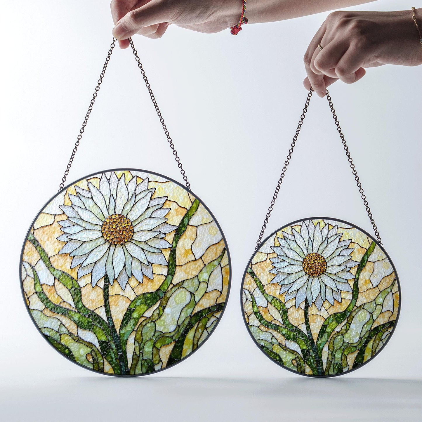 Daisy Stained Glass Suncatcher Window Hanging Gift for Mom Friend