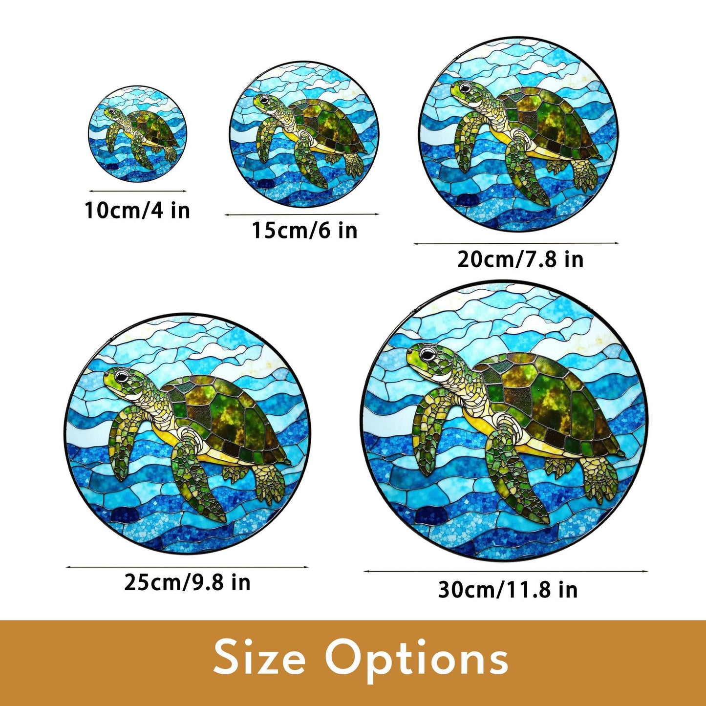 Sea Turtle Stained Glass Suncatcher Ocean Window Hanging Gift for Nature Lovers
