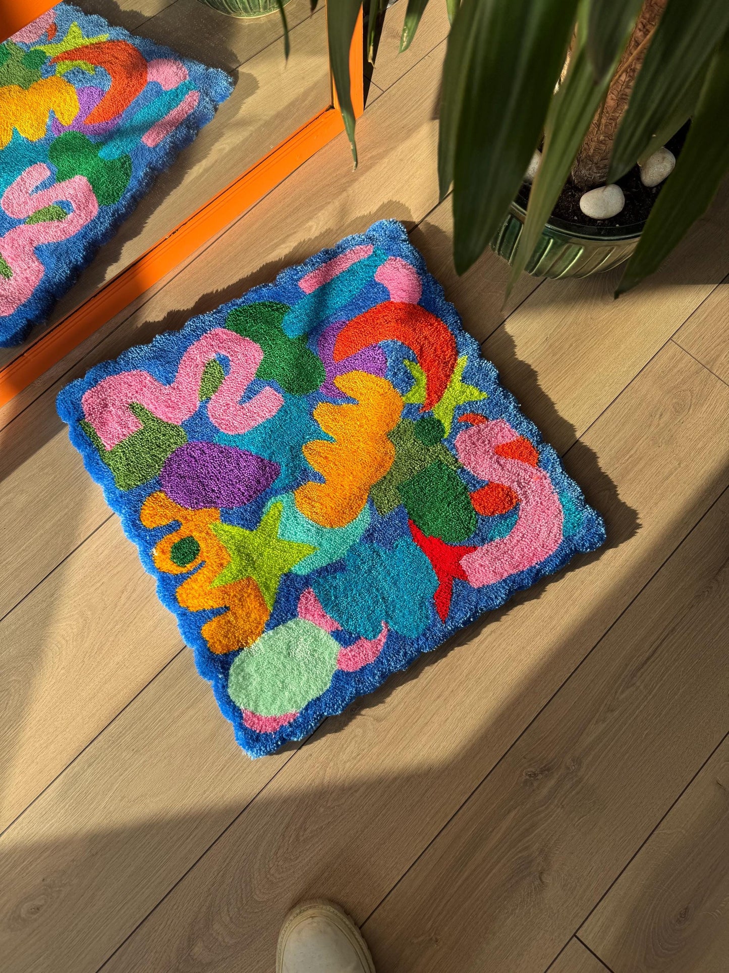 Abstract Shapes Colorful Tufted Rug - Handmade Modern Art Carpet - Vibrant Home Decor