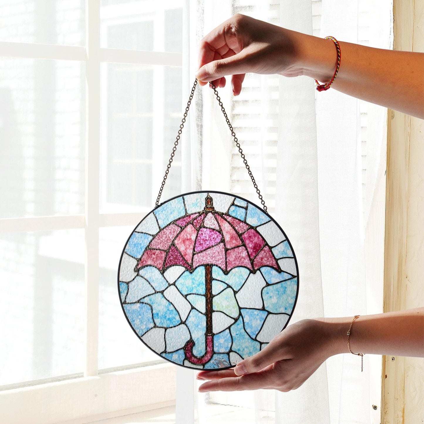 Stained Glass Umbrella Suncatcher Window Hanging Gift for Mom Friend