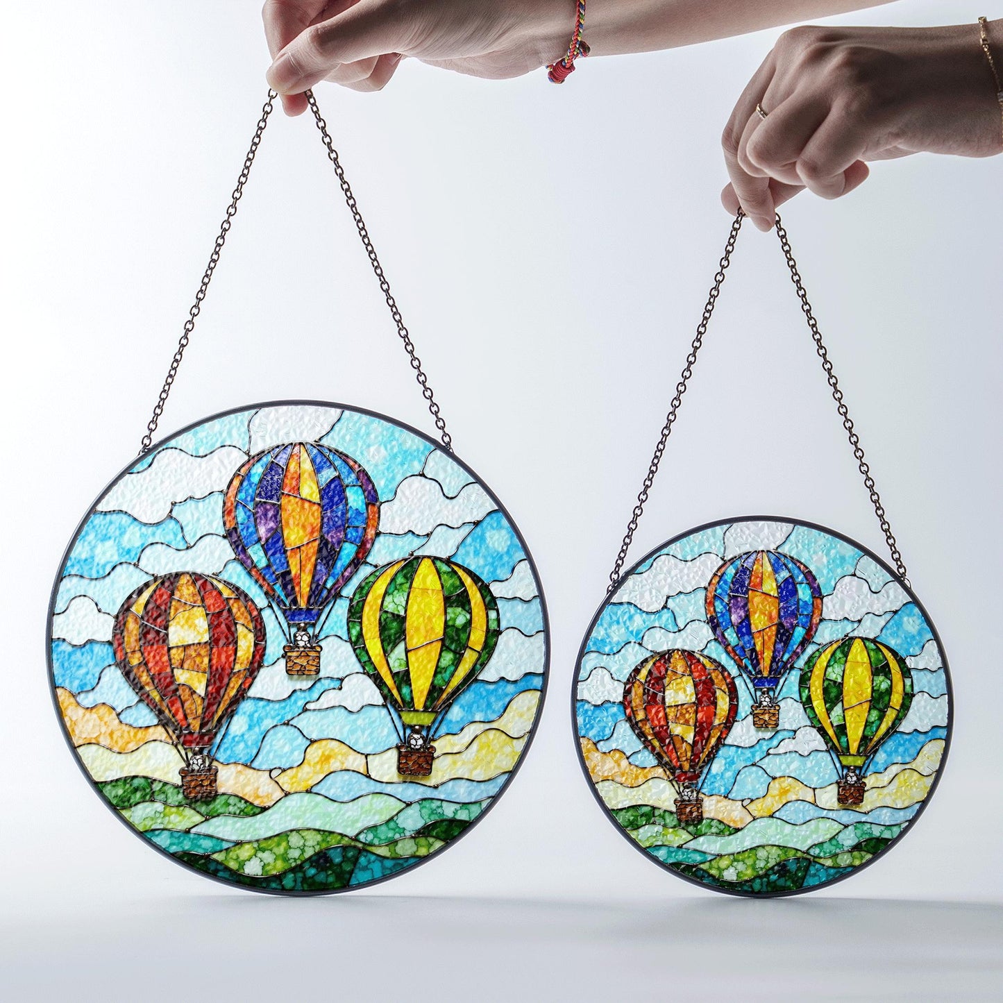 Hot Air Balloon Stained Glass Suncatcher Window Hanging Gift for Travelers Birthday