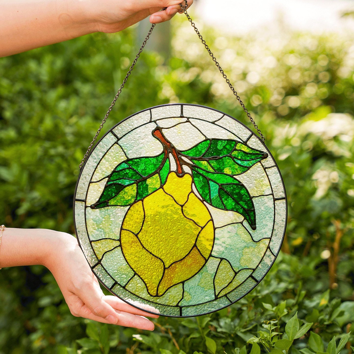 Lemon Stained Glass Suncatcher Window Hanging Gift for Mom Friend Birthday
