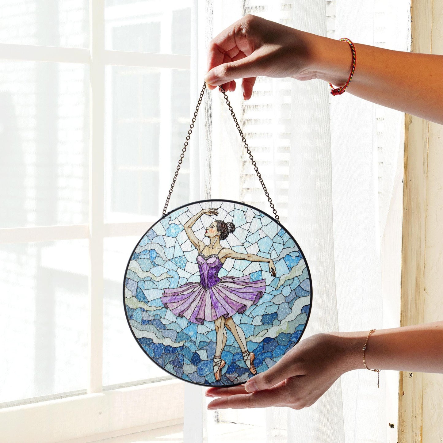 Ballet Dancer Suncatcher Stained Glass Window Decor Gift for Dancers