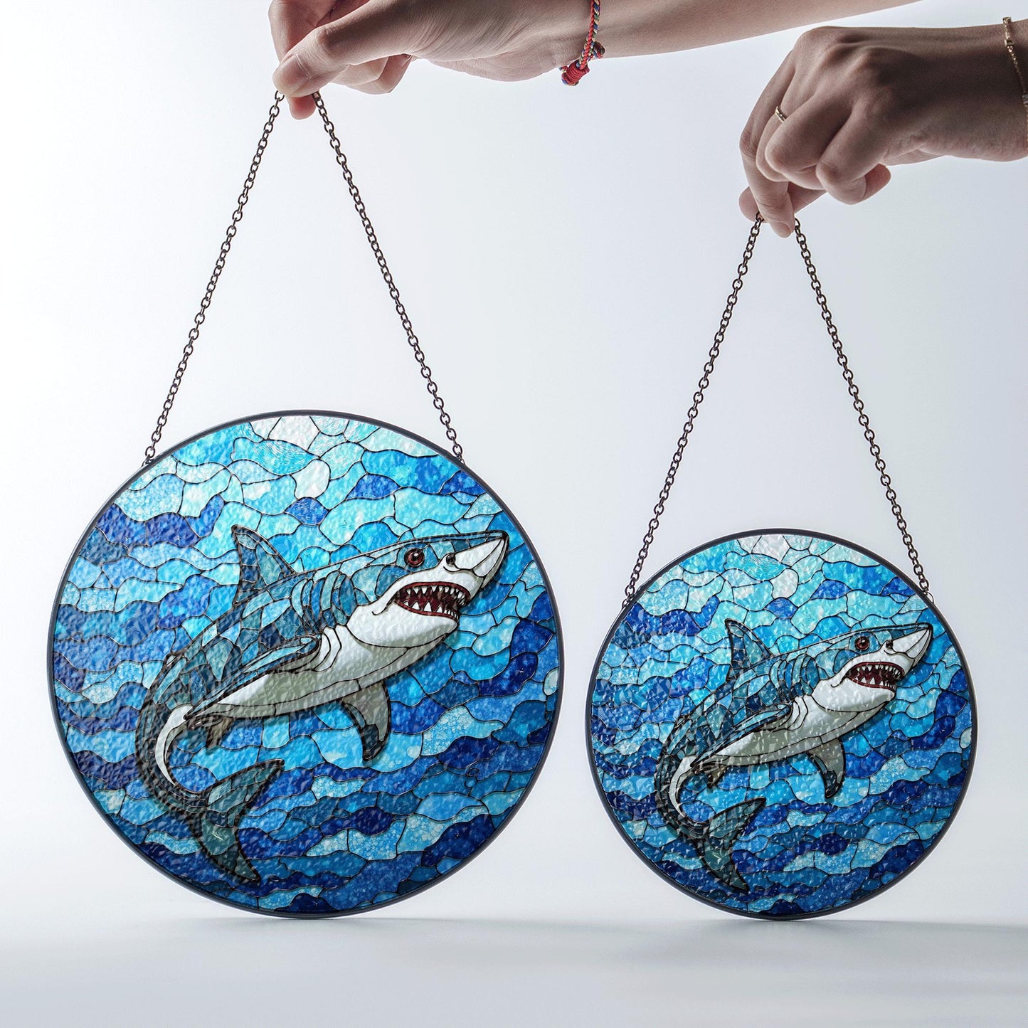 Shark Stained Glass Suncatcher Ocean Window Hanging Gift for Marine Life Lovers