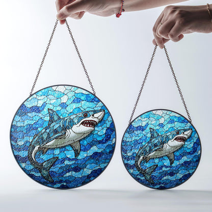 Shark Stained Glass Suncatcher Ocean Window Hanging Gift for Marine Life Lovers