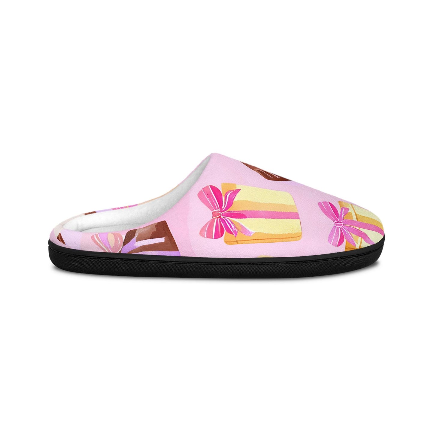 Women's Slipper Gifte SoftPink Women's Indoor Slippers Gold & Brown Gift Boxes Pink Bows Chocolates Comfy House Shoes Slip-On Cozy Slides