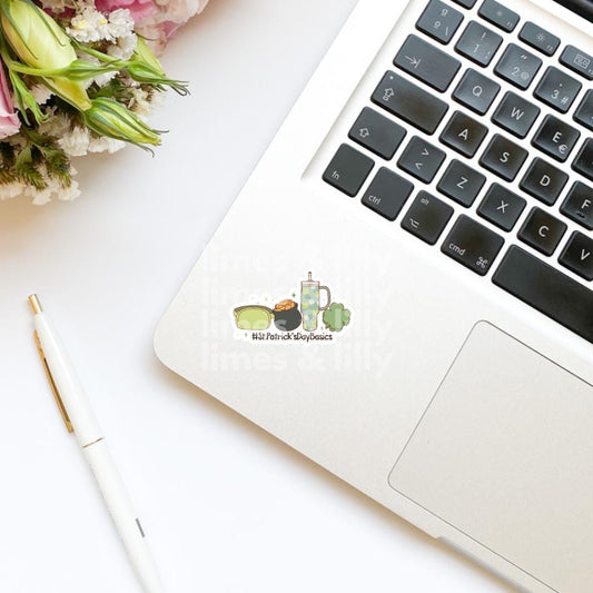 St. Patrick’s Day Basics Vinyl Sticker | Belt Bag | Water Cup | Pot of Gold | Shamrock | Irish Sticker | Kindle Stickers | Laptop |