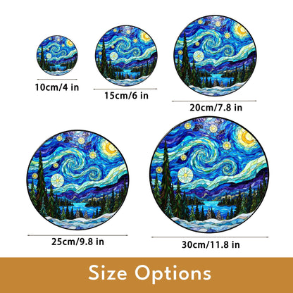 Starry Night Stained Glass Suncatcher Gift for Art Lovers