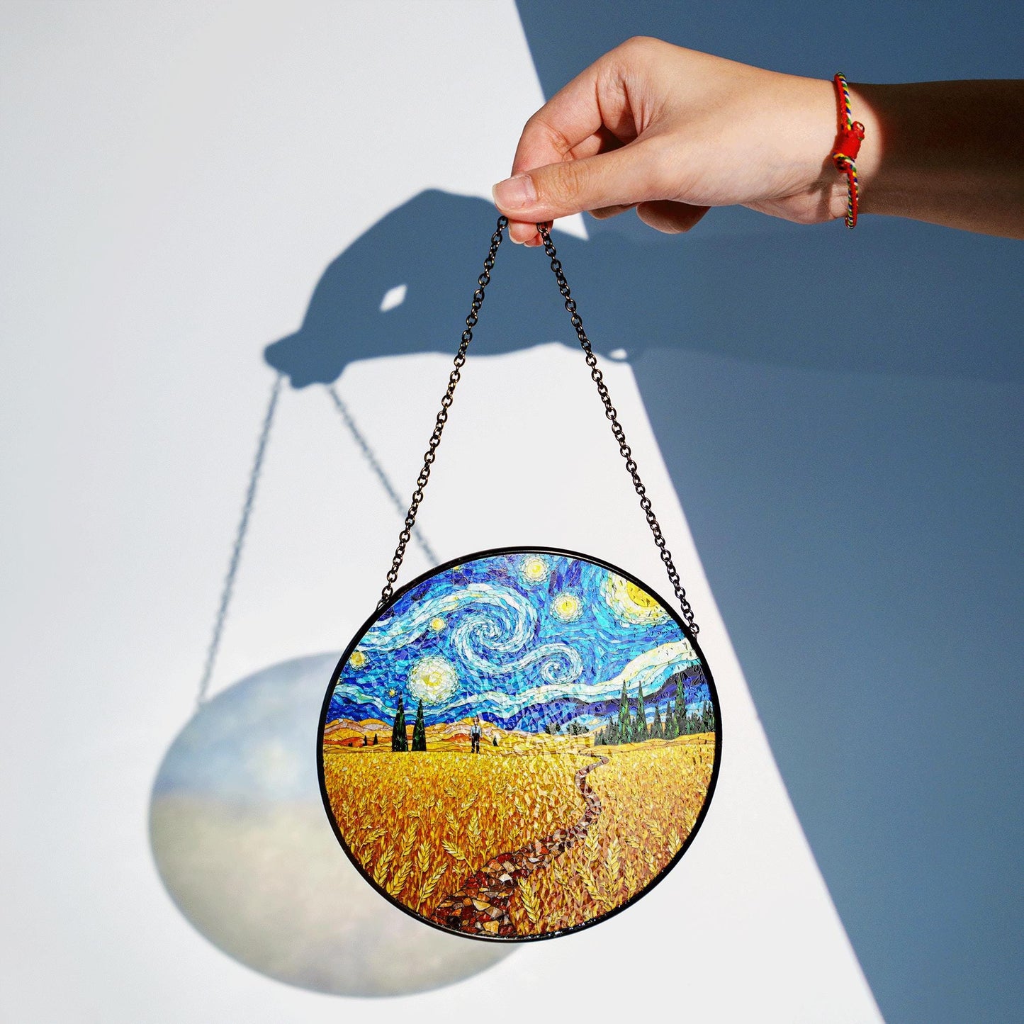 Starry Night Wheat Field Suncatcher Window Hanging Art Gift for Art Lovers