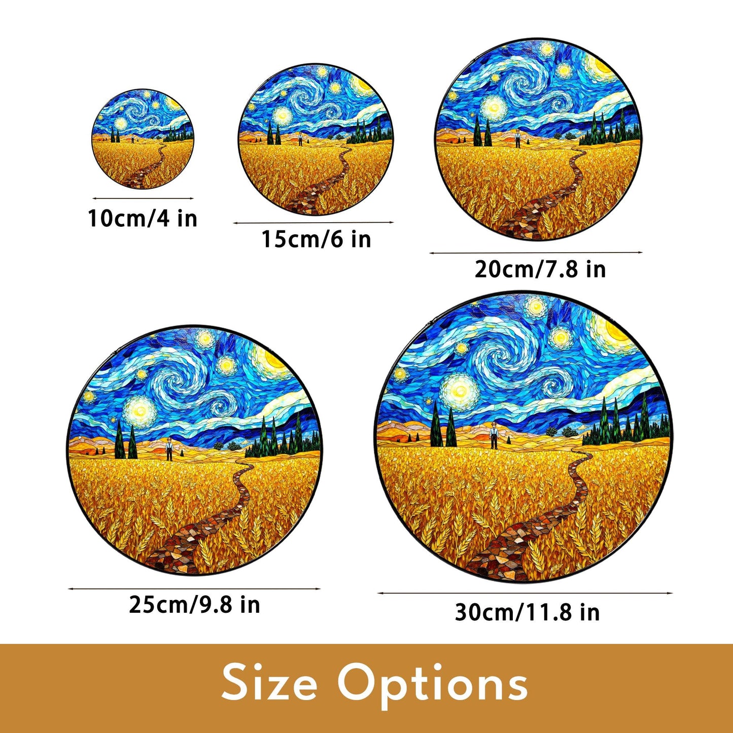 Starry Night Wheat Field Suncatcher Window Hanging Art Gift for Art Lovers