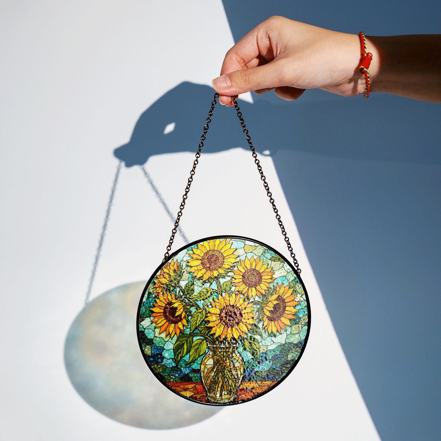 Sunflower Stained Glass Suncatcher Window Hanging Gift for Mom Friend