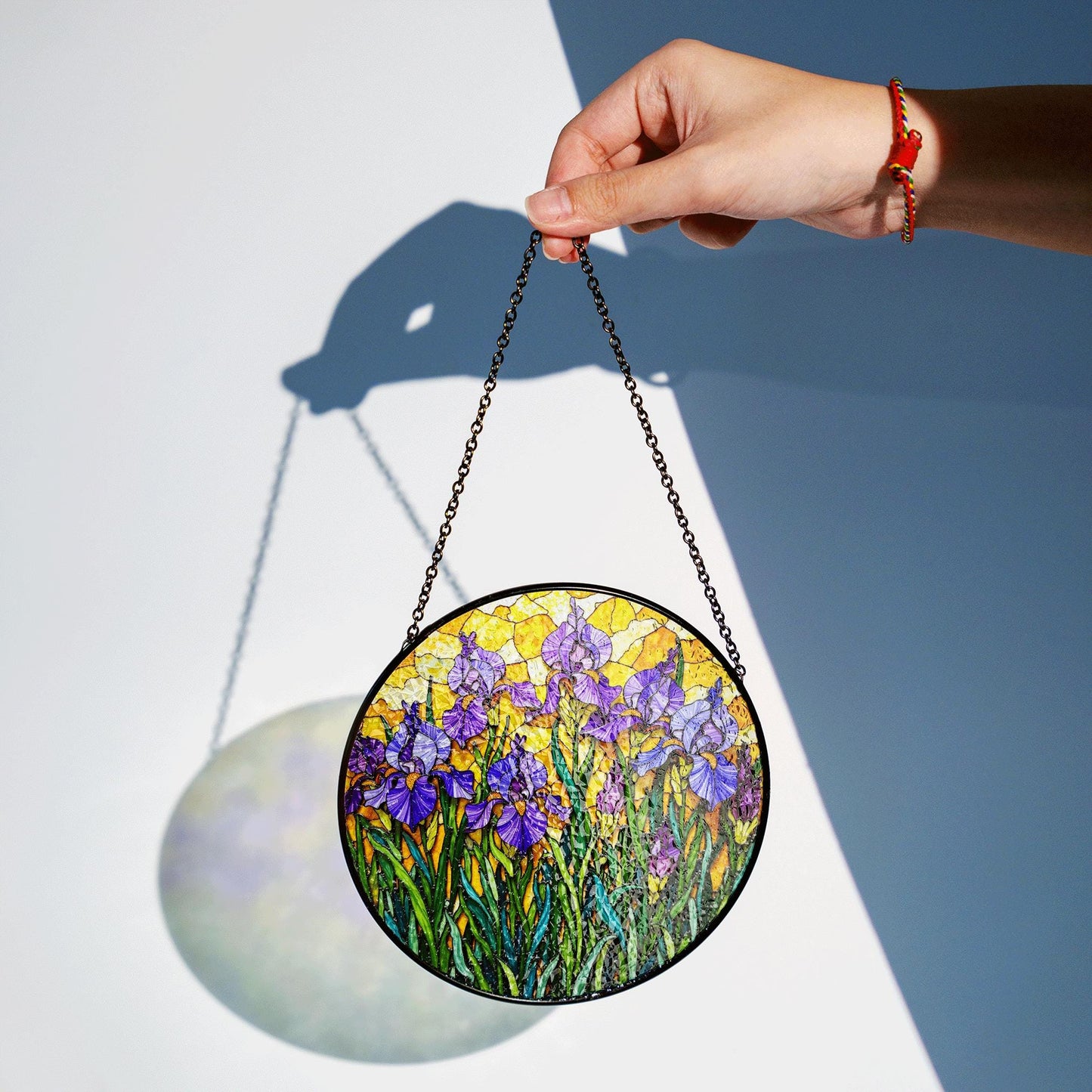 Stained Glass Iris Suncatcher Beautiful Flower Art for Home Garden Gifts for Her