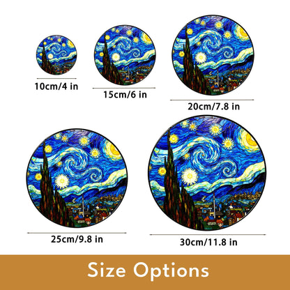 Starry Night Stained Glass Suncatcher Art for Home Window Gift for Art Lovers and Van Gogh Fans