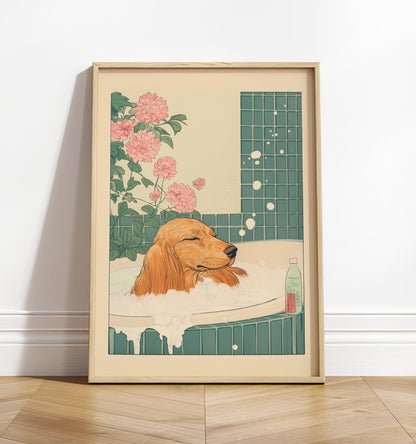 Dachshund Wall Art: Japanese Style Bathroom Print