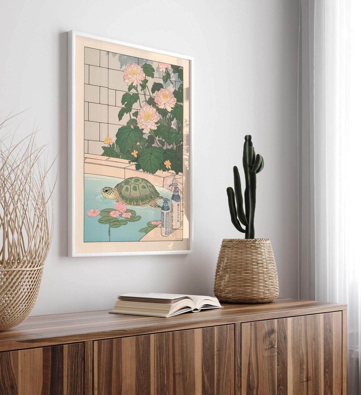 Sea Turtle Bathroom Print: Ukiyo-e Japanese Art Poster