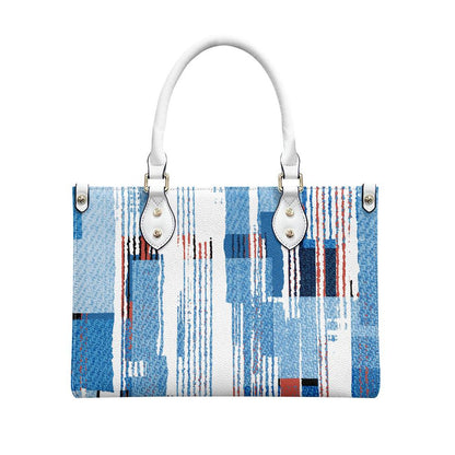 Ladies PU handbag With Blue Stripes, PU Handbag, Women's Shoulder Bag, Shoulder Bag, Ladies Work Bag, Elegant Handbag, Versatile Bag
