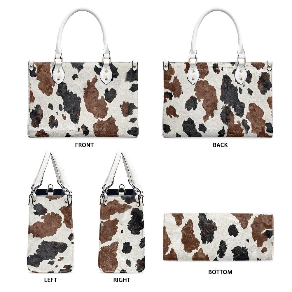 Ladies PU handbag With Cowhide Print, PU Handbag, Women's Shoulder Bag, Shoulder Bag, Ladies Work Bag, Elegant Handbag, Versatile Bag