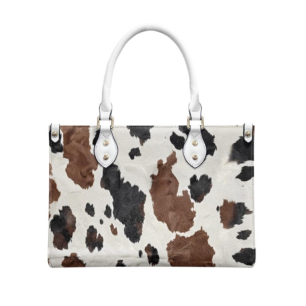 Ladies PU handbag With Cowhide Print, PU Handbag, Women's Shoulder Bag, Shoulder Bag, Ladies Work Bag, Elegant Handbag, Versatile Bag
