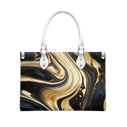 Ladies PU handbag With Black and Gold Flow, PU Handbag, Women's Shoulder Bag, Shoulder Bag, Ladies Work Bag, Elegant Handbag, Versatile Bag