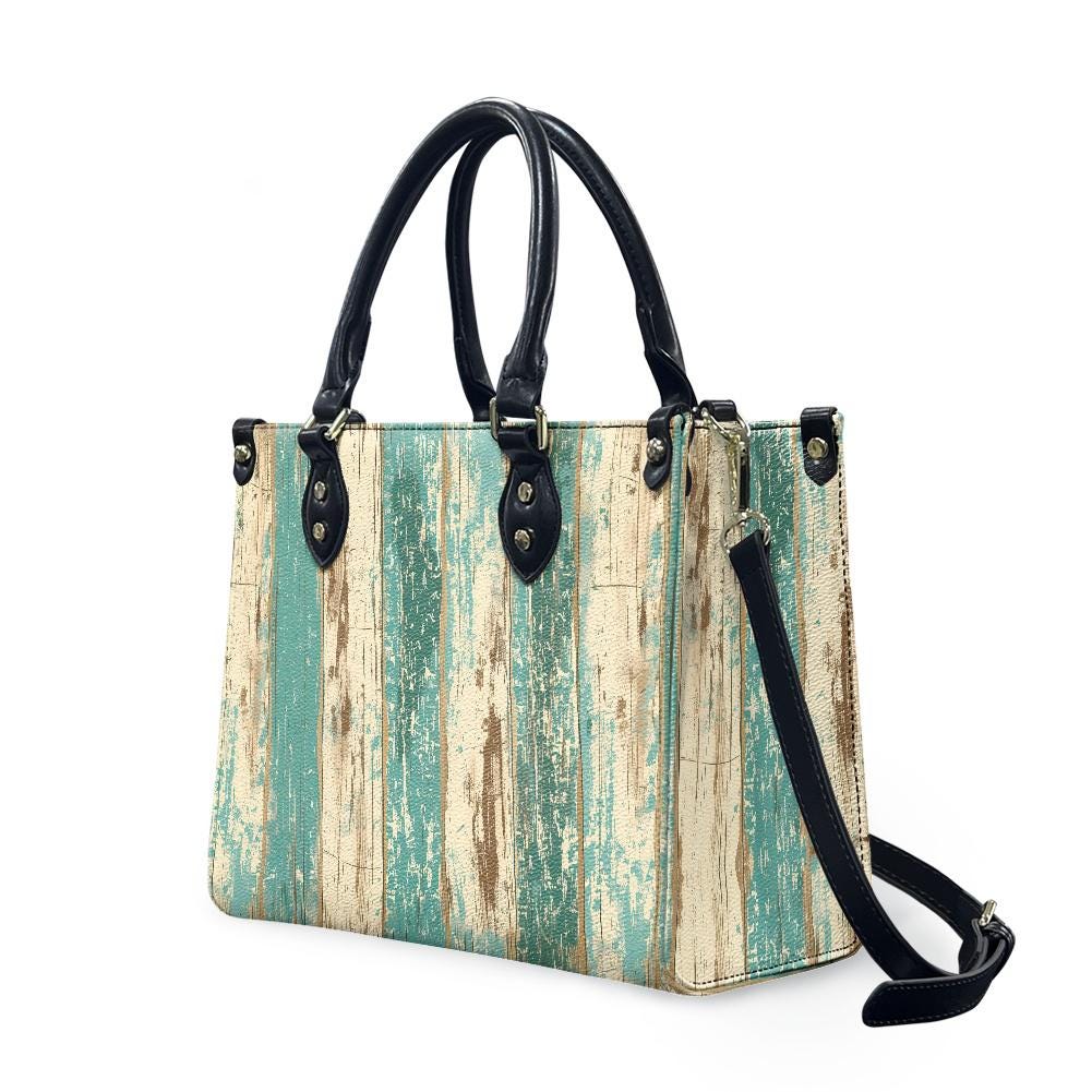 Ladies PU handbag With old Wood Texture, PU Handbag, Women's Shoulder Bag, Shoulder Bag, Ladies Work Bag, Elegant Handbag, Versatile Bag