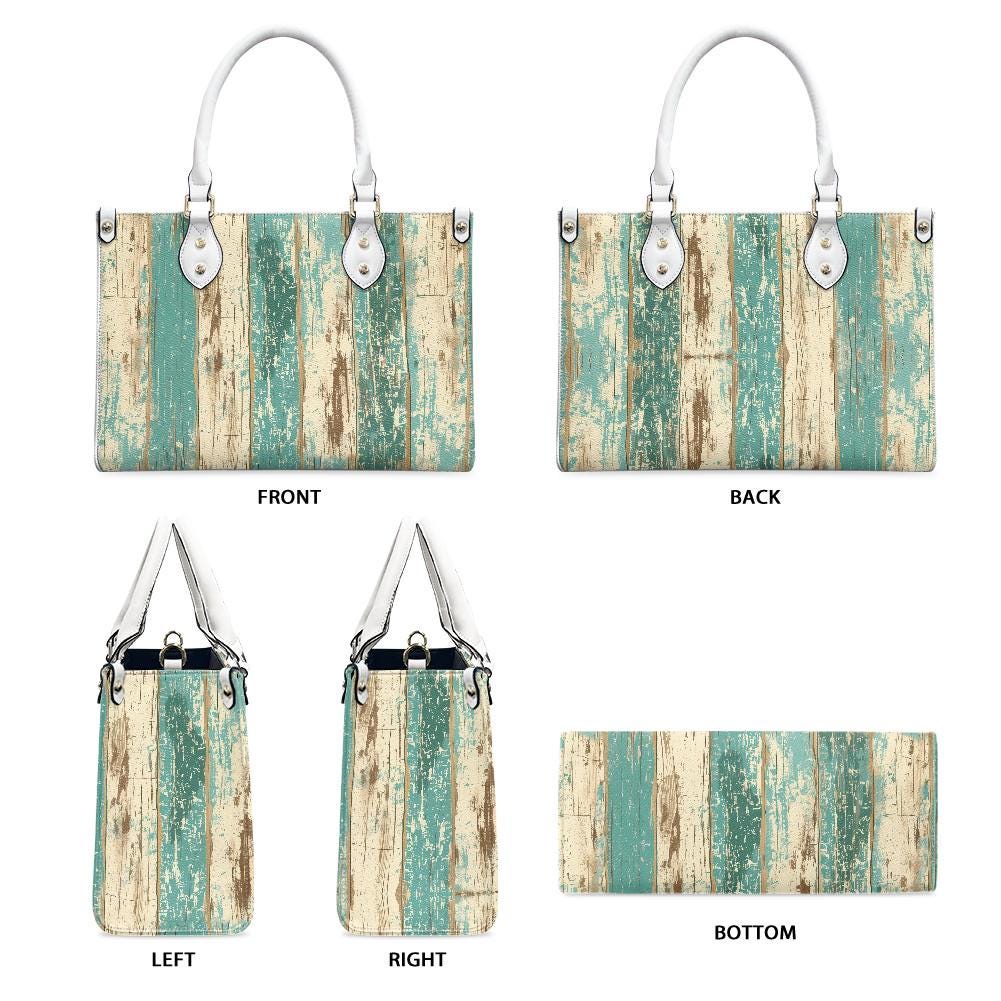 Ladies PU handbag With old Wood Texture, PU Handbag, Women's Shoulder Bag, Shoulder Bag, Ladies Work Bag, Elegant Handbag, Versatile Bag