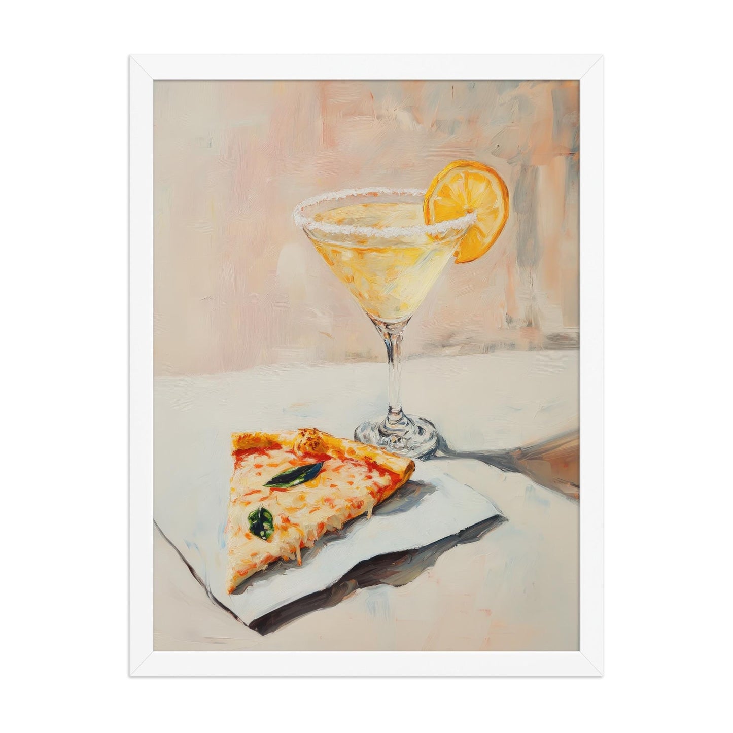 Martini with Slice of Pizza Art Print | Cute Quirky Whimsical | Cocktail Bar Cart Decor | Martini Wall Art | Trendy Home Wall Art | Food Art