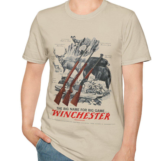 Vintage Deer Hunter Rifle Unisex Softstyle T-Shirt, Retro Hunting Tee, Old School Hunter Gift, Winchester Outdoors Shirt