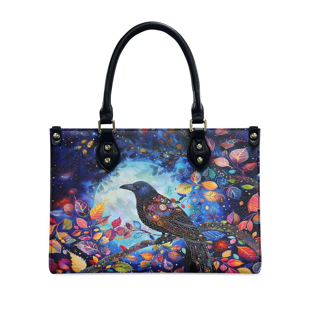 Ladies PU handbag With a Mystical Crow, PU Handbag, Women's Shoulder Bag, Shoulder Bag, Ladies Work Bag, Elegant Handbag, Versatile Bag