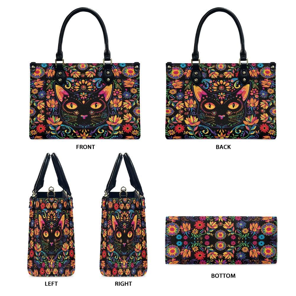 Ladies PU handbag With a Mystical Cat, PU Handbag, Women's Shoulder Bag, Shoulder Bag, Ladies Work Bag, Elegant Handbag, Versatile Bag