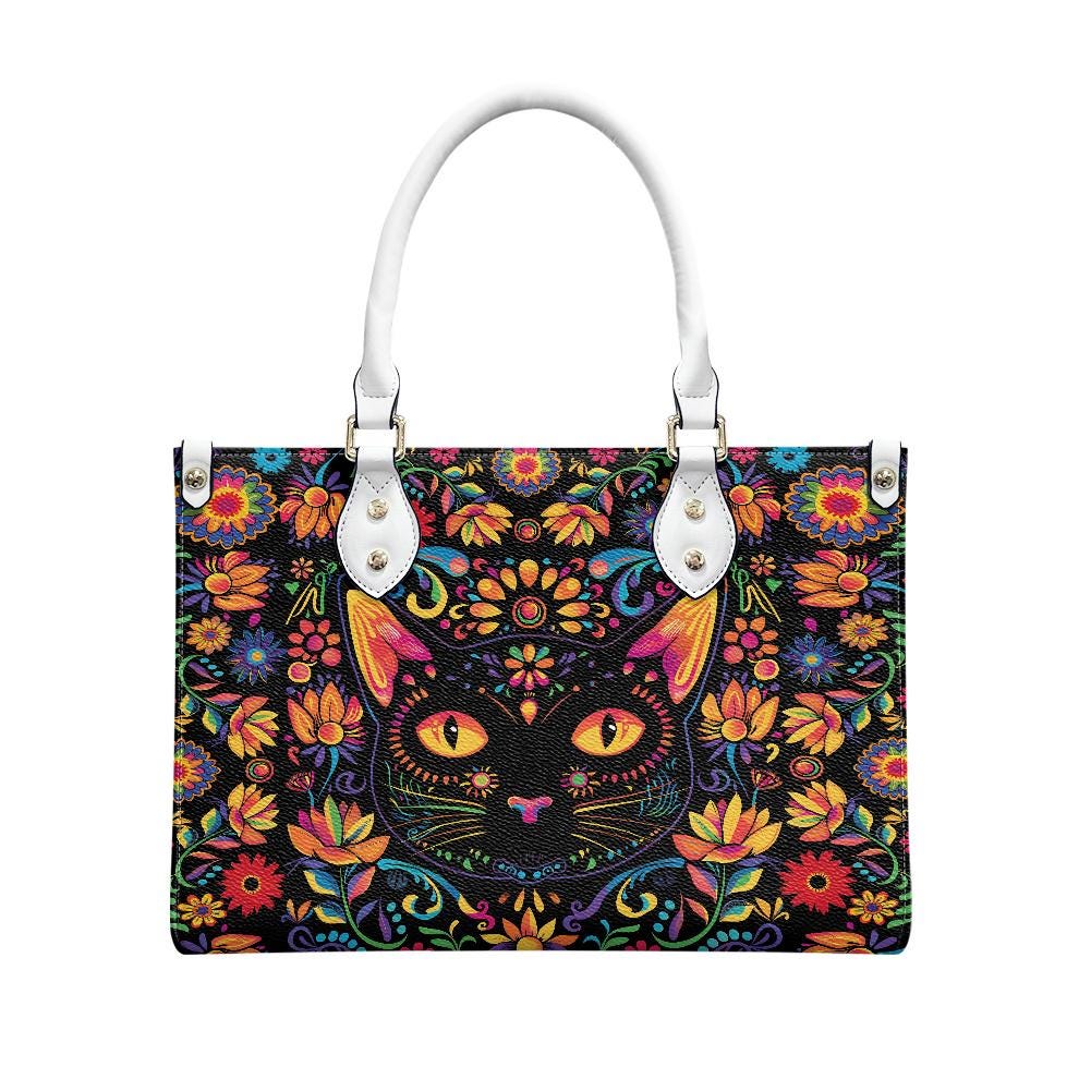 Ladies PU handbag With a Mystical Cat, PU Handbag, Women's Shoulder Bag, Shoulder Bag, Ladies Work Bag, Elegant Handbag, Versatile Bag