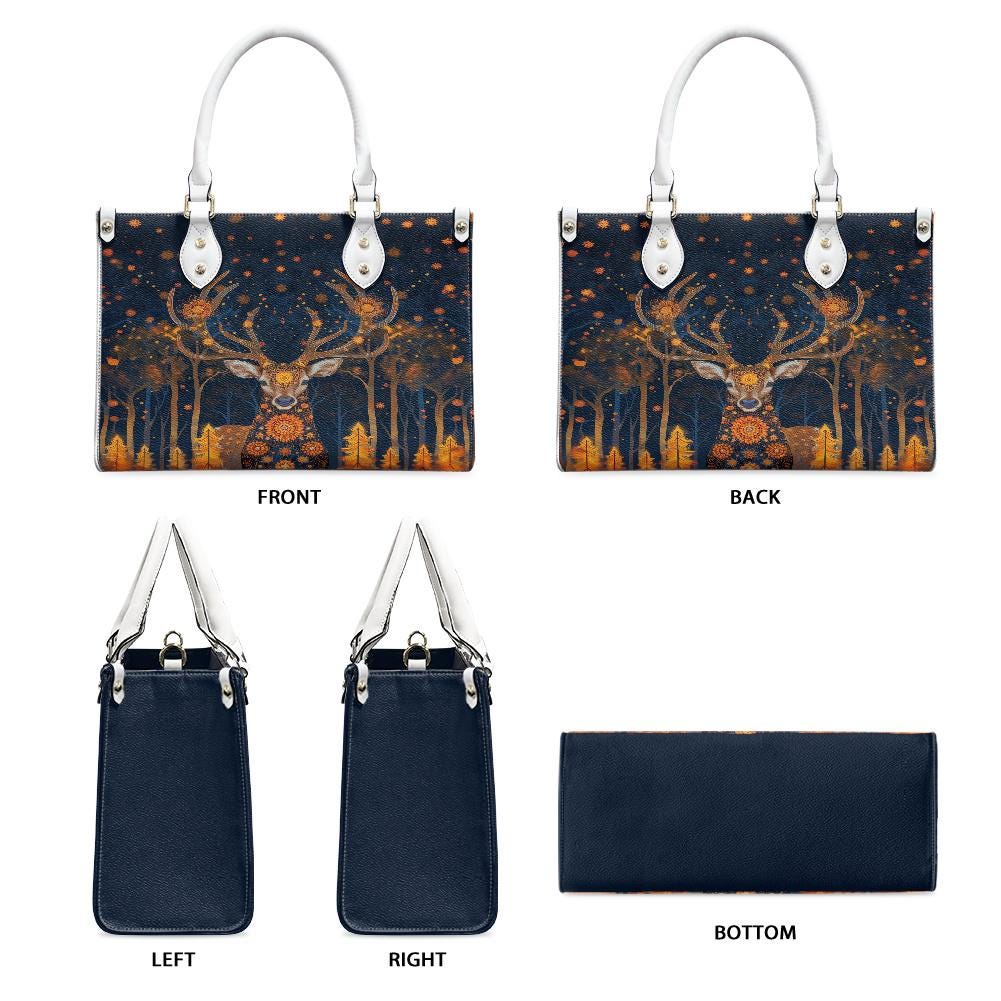 Ladies PU handbag With Magical Deer in a forest, Women's Shoulder Bag, Everyday handbag, Ladies Work Bag, Elegant Handbag, Versatile Bag