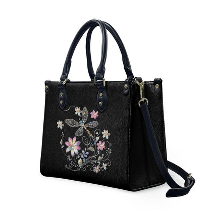 Ladies PU handbag With Colorful Flowers and a Dragonfly,Women's Shoulder Bag,Everyday handbag, Ladies Work Bag,Elegant Handbag,Versatile Bag