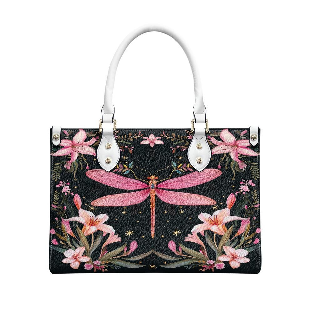Ladies PU handbag With a Pink Dragonfly, Women's Shoulder Bag, Everyday handbag, Ladies Work Bag, Elegant Handbag, Versatile Bag