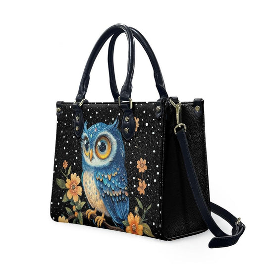 Ladies PU handbag With a Blue Owl, Women's Shoulder Bag, Everyday handbag, Ladies Work Bag, Elegant Handbag, Versatile Bag