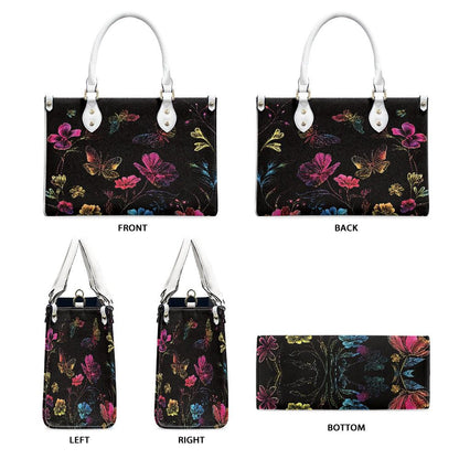 Ladies PU handbag With Colorful Batterflies, Women's Shoulder Bag, Everyday handbag, Ladies Work Bag, Elegant Handbag, Versatile Bag