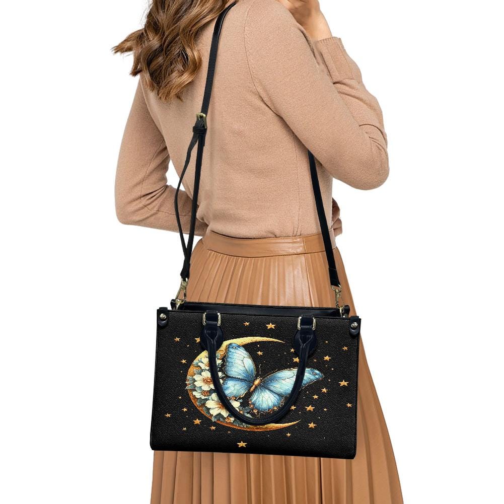 Ladies PU handbag With a Blue Butterfly, Women's Shoulder Bag, Everyday handbag, Ladies Work Bag, Elegant Handbag, Versatile Bag