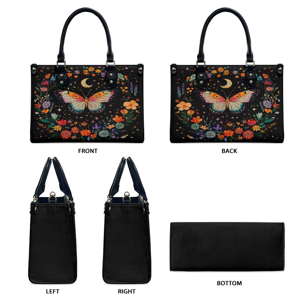 Ladies PU handbag With Colorful Butterfly and Flowers, Women's Shoulder Bag, Everyday Handbag, Ladies Work Bag,Elegant Handbag,Versatile Bag