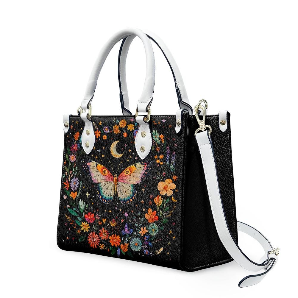 Ladies PU handbag With Colorful Butterfly and Flowers, Women's Shoulder Bag, Everyday Handbag, Ladies Work Bag,Elegant Handbag,Versatile Bag
