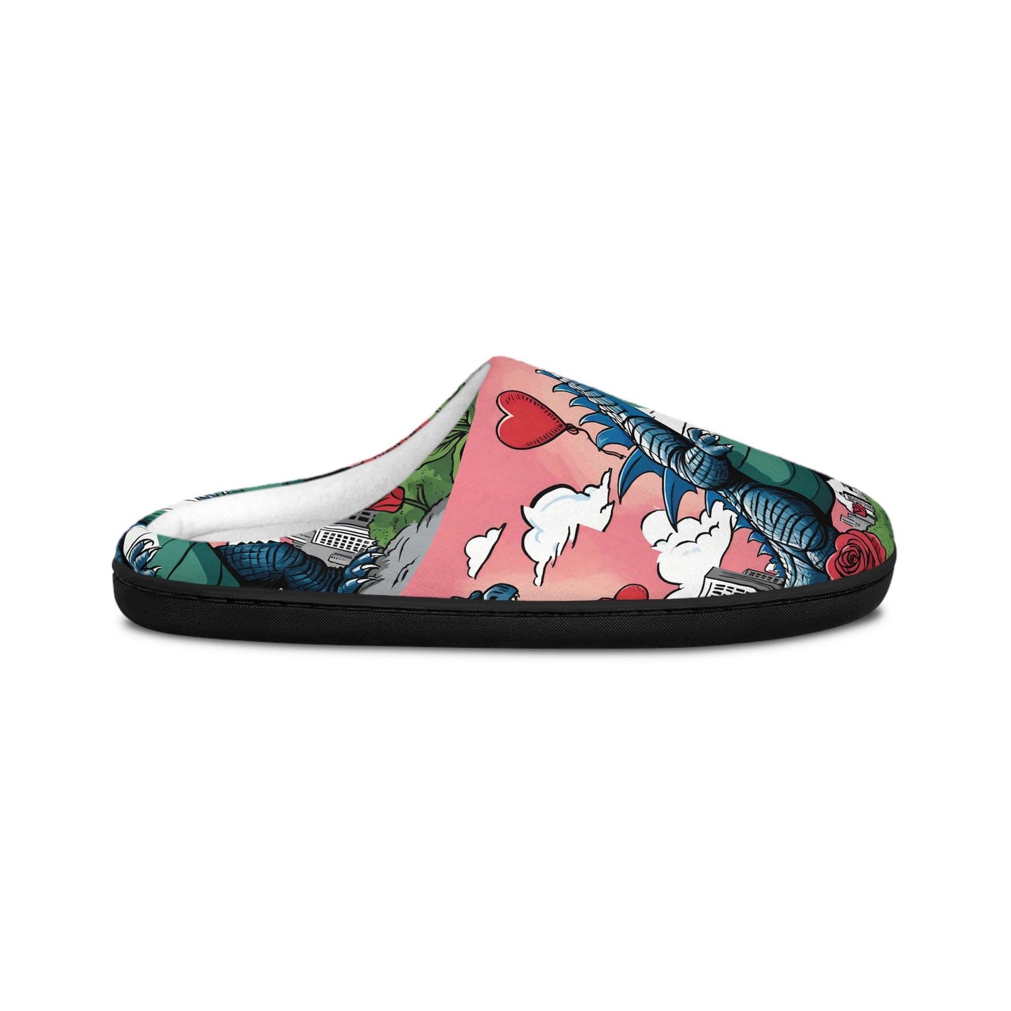 Godzilla Indoor Slippers, Cupid Godzilla Shoes, Romantic Anniversary Gift for Him, Valentines Gifts, Godzilla Art