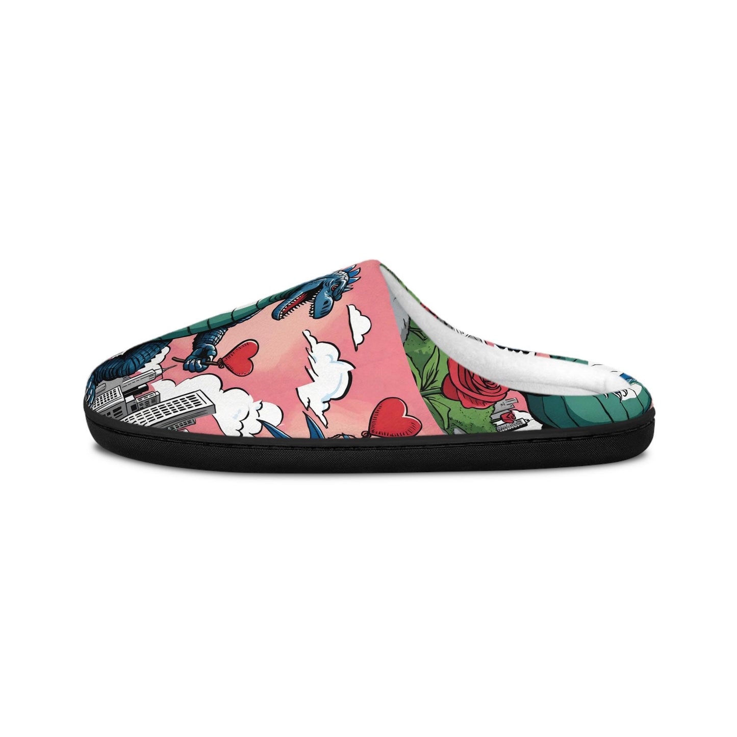 Godzilla Indoor Slippers, Cupid Godzilla Shoes, Romantic Anniversary Gift for Him, Valentines Gifts, Godzilla Art