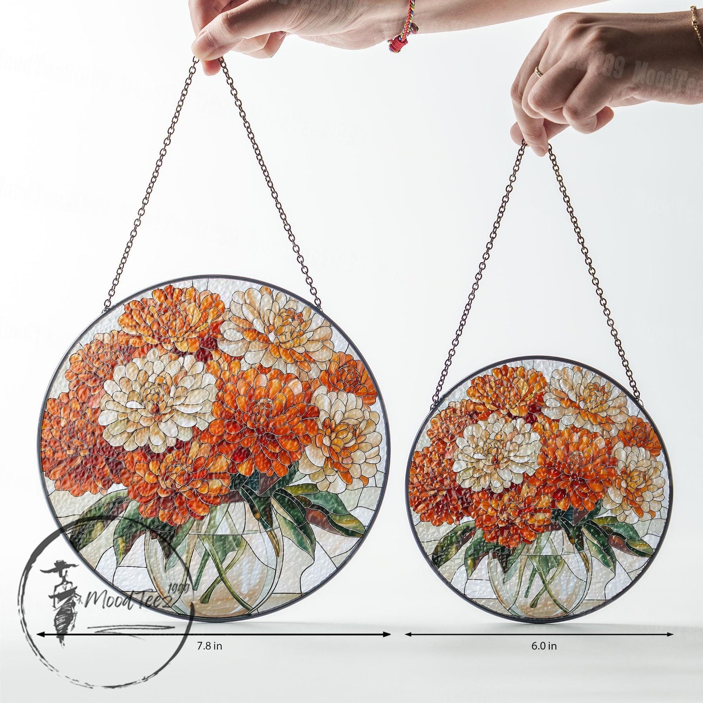 Marigold Art Stained Glass, Orange Flower Sun Catcher, Floral Window Ornament, Vibrant Home Decor, Gift for Flower Lovers, Limited Edition