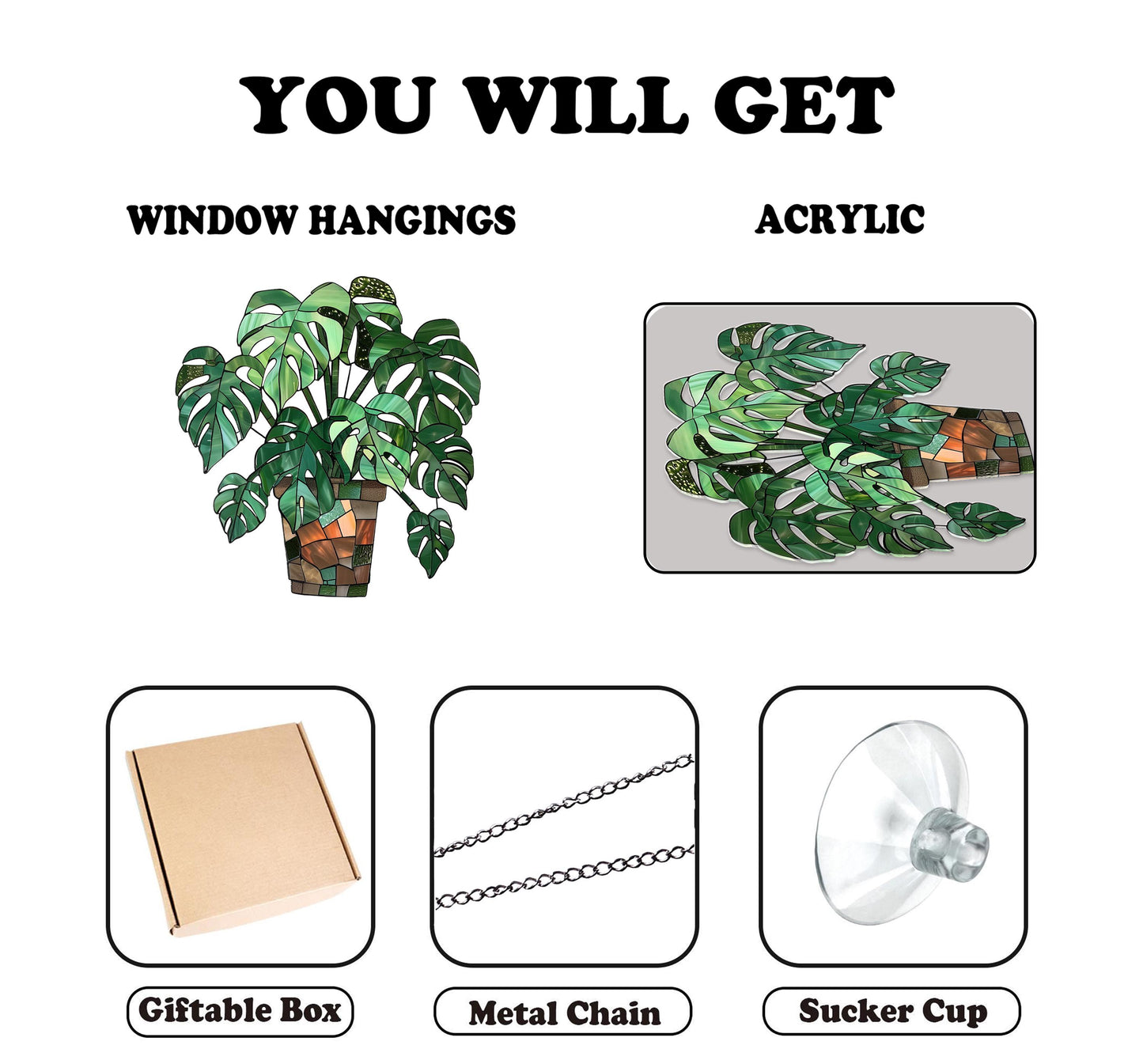 Monstera leaves Window Decor, Flowers Acrylic Window Hanging Art Decoration, Monstera plant Ornament, Gift for her,Home decoration