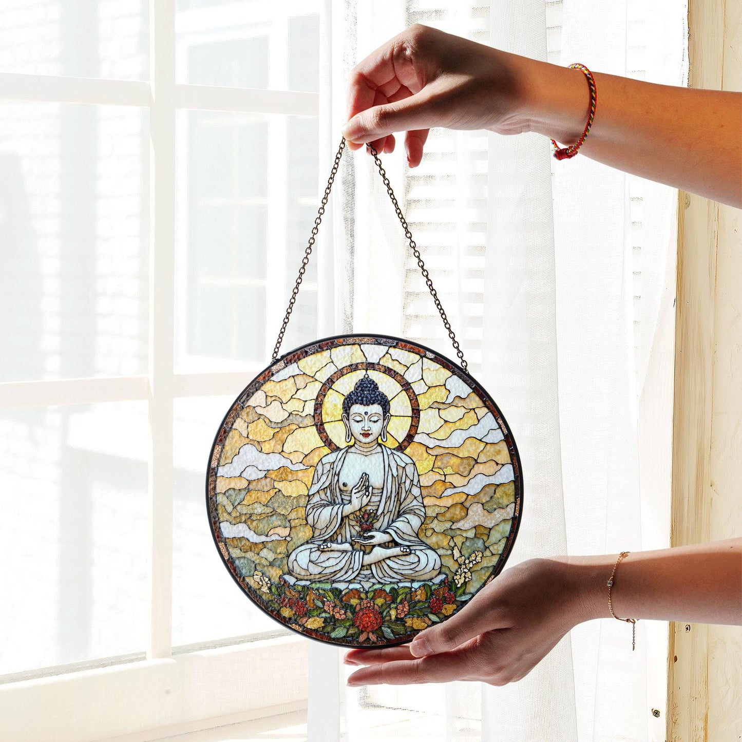 Buddha Stained Glass Suncatcher Sun Catcher Gift for Meditation Lovers