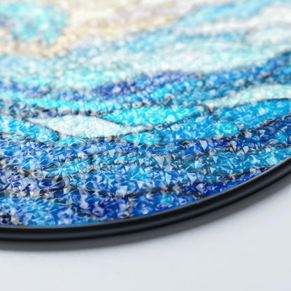 Wave Stained Glass Suncatcher Blue Ocean Design Handmade Gift for Ocean Lovers Beach Decor