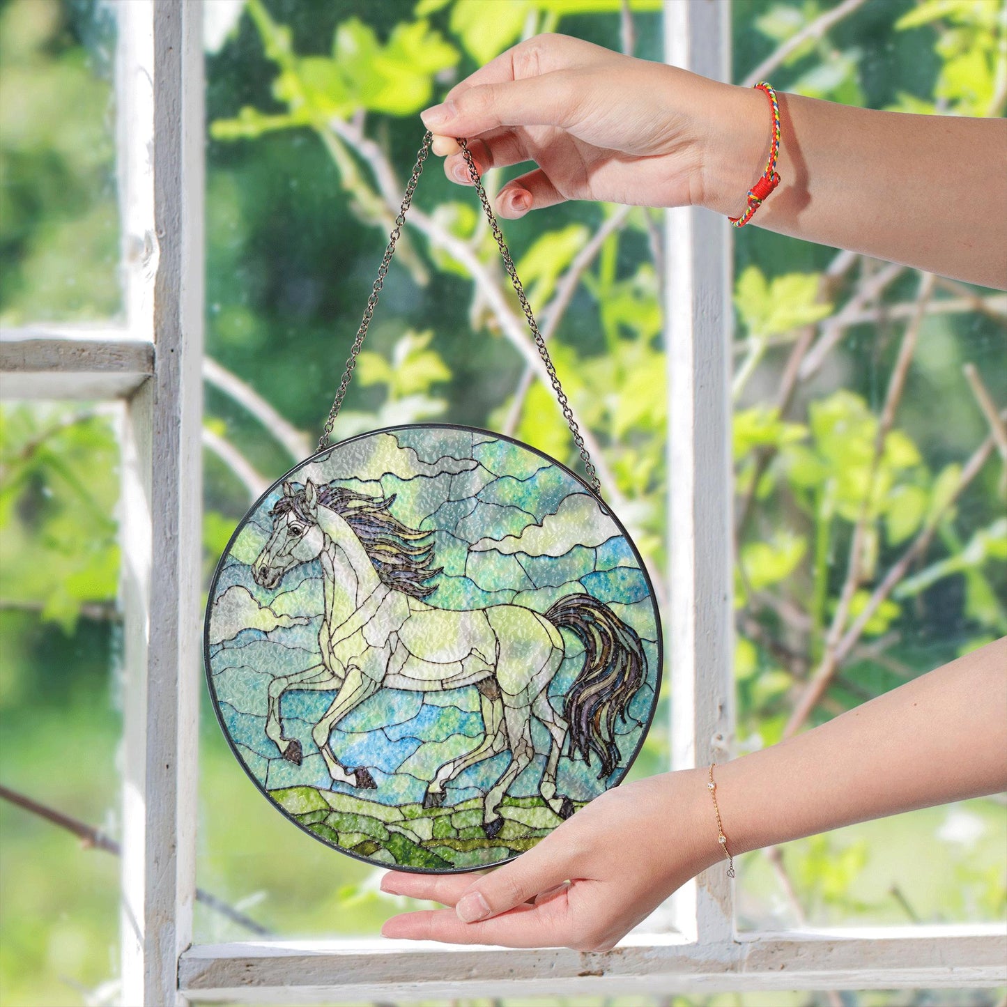 Horse Stained Glass Suncatcher Window Hanging Decoration Gift for Horse Lovers