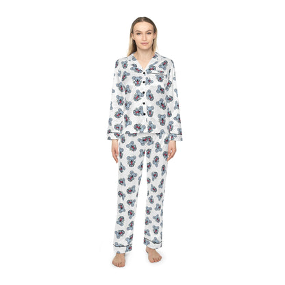 Chic Floral Satin Koala Pajamas, Soft Women's Sleepwear for Relaxation, Cozy Loungewear, Perfect for Gift Giving, Travel Essentials