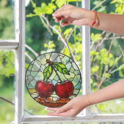 Cherry Stained Glass Suncatcher Window Hanging Gift for Mom Birthday