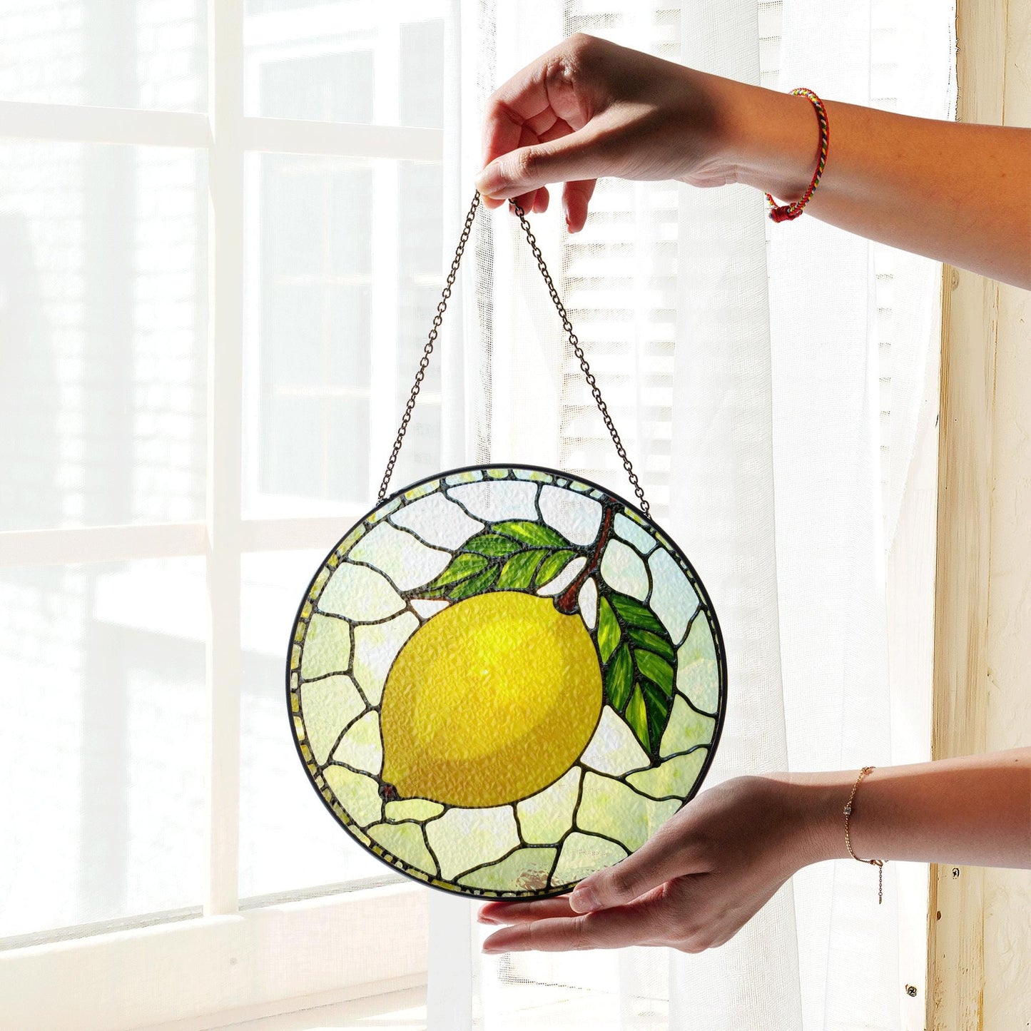 Lemon Stained Glass Suncatcher Window Decor Gift for Mom Friend