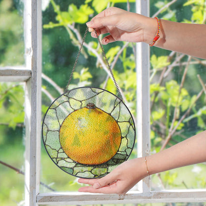 Orange Stained Glass Suncatcher Citrus Window Decor Gift for Nature Lovers