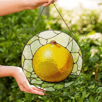 Orange Stained Glass Suncatcher Citrus Window Decor Gift for Nature Lovers